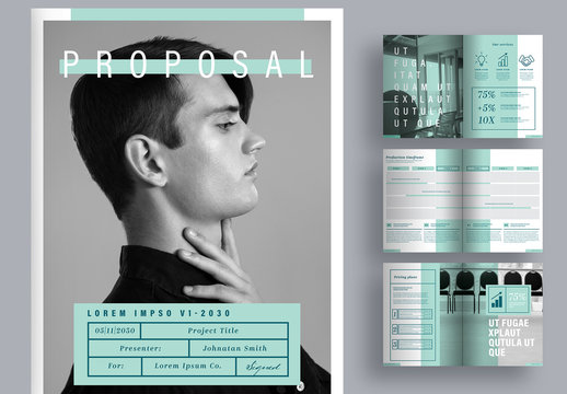 Business Proposal Layout with Teal Accents