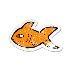 retro distressed sticker of a cartoon fish