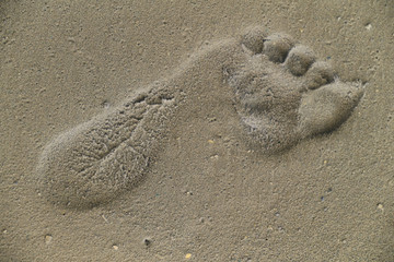 human footprint in sand
