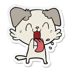 sticker of a cartoon panting dog