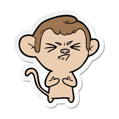 sticker of a cartoon annoyed monkey