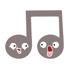 flat color retro cartoon musical note