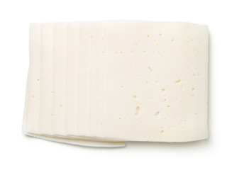 Goat Cheese Slices Isolated On White Background