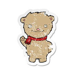 retro distressed sticker of a cartoon teddy bear