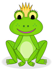 Smiling frog princess vector on white backround