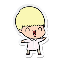 sticker of a happy cartoon boy