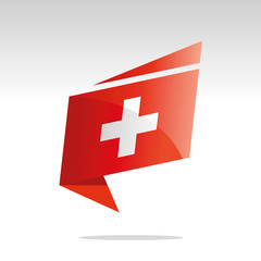 Obraz premium New abstract Switzerland flag origami logo icon button label vector