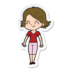 sticker of a cartoon friendly girl
