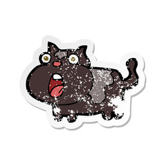 retro distressed sticker of a cartoon shocked cat