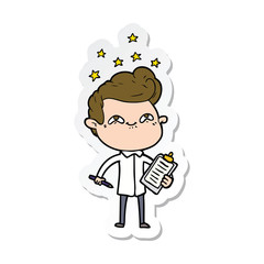 sticker of a cartoon excited man