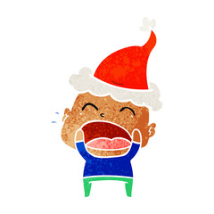 retro cartoon of a shouting bald man wearing santa hat