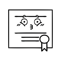 line drawing cartoon graduation diploma