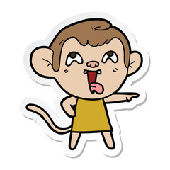 sticker of a crazy cartoon monkey in dress