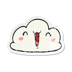 distressed sticker of a cartoon cloud