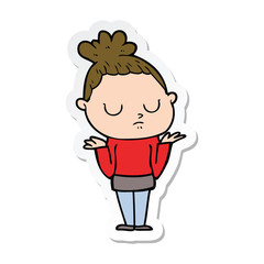 sticker of a cartoon calm woman