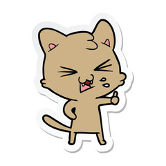 sticker of a cartoon hissing cat