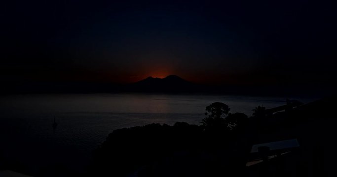 Sunrise over the volcano Vesuvius