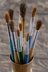 Fototapeta premium Paint brushes and paints for drawing.
