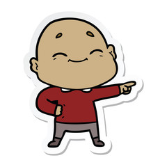 Obraz premium sticker of a happy cartoon bald man