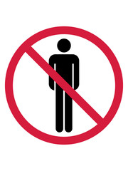 verboten schild keine menschen zone gebiet pictogram mann figur männlich stehend neutral zeichen symbol mensch silhouette logo design