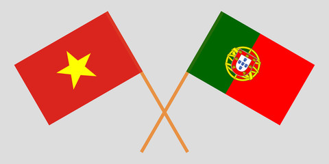 Portugal and Vietnam. The Portuguese and Vietnamese flags. Official colors. Correct proportion. Vector