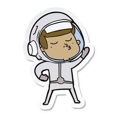 sticker of a cartoon confident astronaut