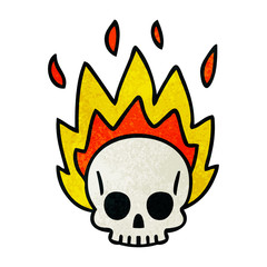 quirky hand drawn cartoon skull