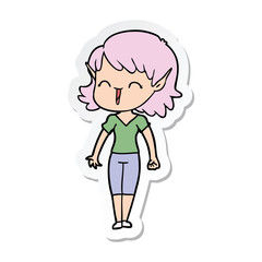 sticker of a cartoon elf girl