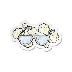retro distressed sticker of a cartoon spectacles