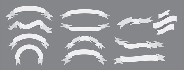 Set of ribbon banners in flat style.