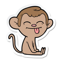 sticker of a funny cartoon monkey sitting