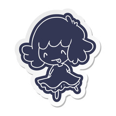 cartoon sticker of a cute kawaii girl