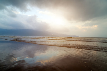 waves water natural landscape Da Nang beach, Vietnam