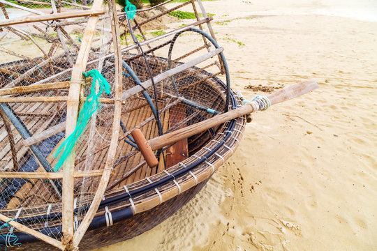 Traditional Basket Boats Vietnamese fishing net