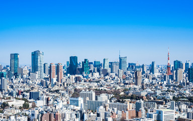 東京　青空と都市風景