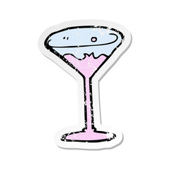 retro distressed sticker of a cartoon cocktail