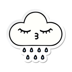 sticker of a cute cartoon rain cloud