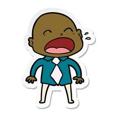 sticker of a cartoon shouting bald man