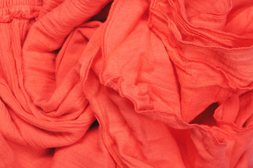 Texture of cotton fabric of coral color.