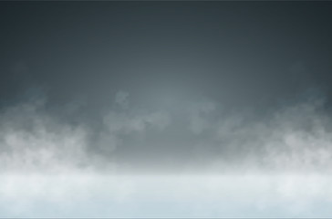 Studio background with smoke or mist. Vector 