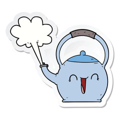 sticker of a cartoon boiling kettle