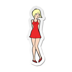 sticker of a cartoon pretty woman in dress
