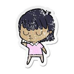 distressed sticker of a cartoon woman