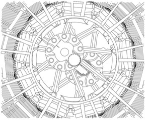 Radial engine on a white