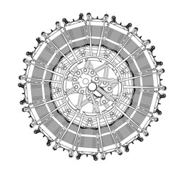 Radial engine on a white