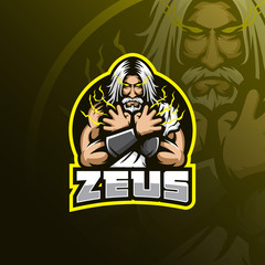 zeus vector mascot logo design with modern illustration concept style for badge, emblem and tshirt printing. angry zeus illustration for sport and esport team.