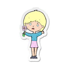 sticker of a cartoon woman with flower