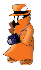 Cartoon ant detective taking photographs vector illustration
