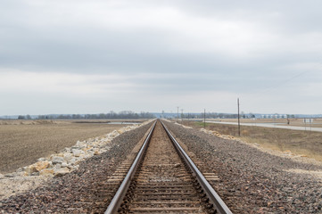 Fototapeta na wymiar A long railway in United States