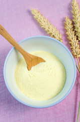 Fine wheat semolina in a bowl